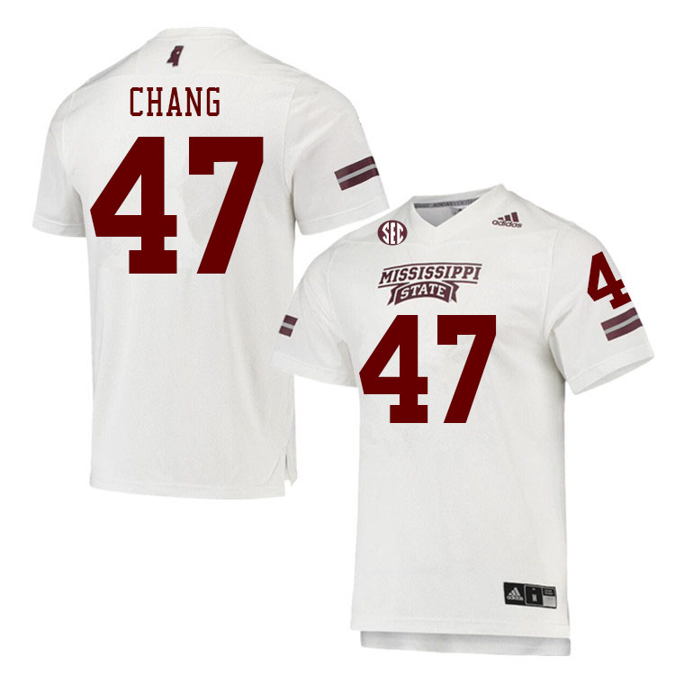 Men #47 Ethan Chang Mississippi State Bulldogs College Football Jerseys Stitched Sale-White
